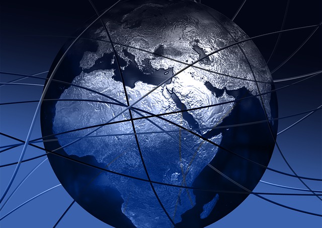 Darstellung eines Globus in blau und silber